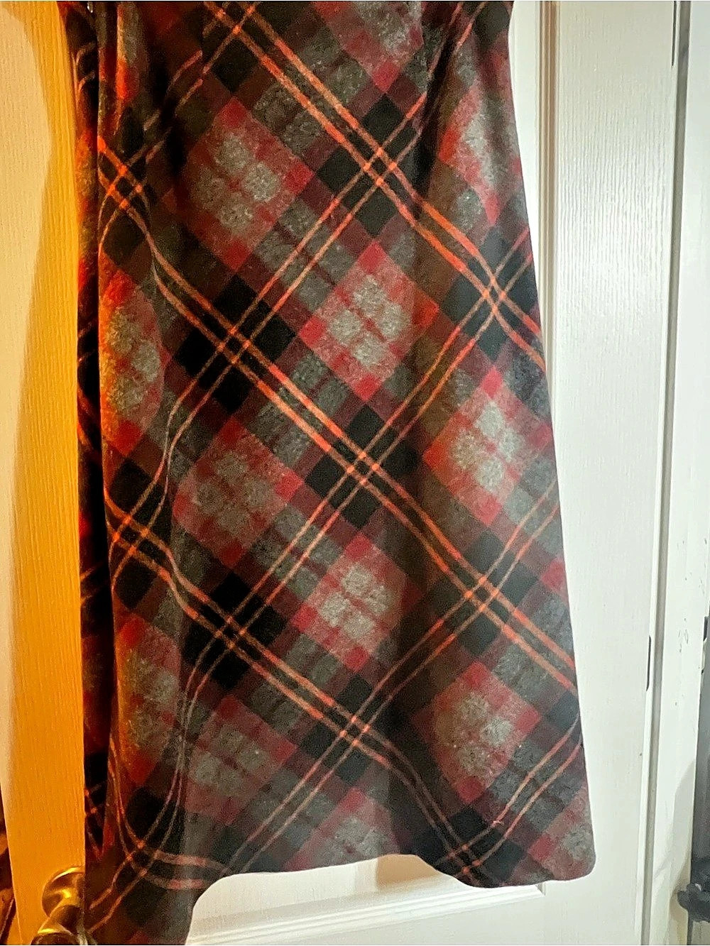 Vintage Chadwick's of Boston Red & Charcoal Plaid Bias-Cut Skirt